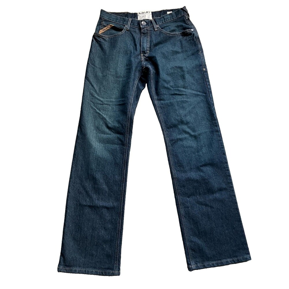 Ariat Rebar M4 Relaxed Boot Cut Jean Low Rise Stretch Denim Blue SZ 31x34